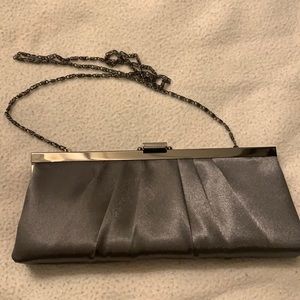Gray wedding guest clutch with chain